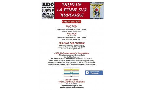 INFORMATIONS SAISON 2017-2018 DOJO DE LA PENNE S/HUVEAUNE