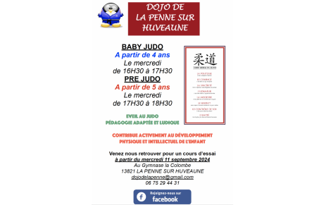 COURS BABY JUDO ET PRE JUDO SAISON 2025 2026